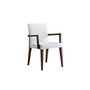 Silla en piel con brazos blanca 4